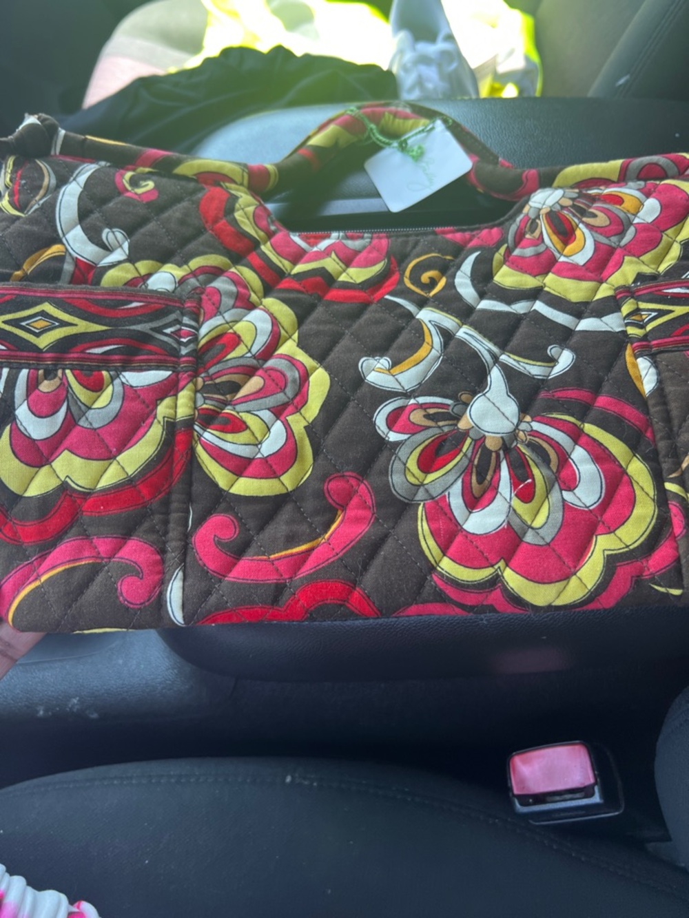 Vera Bradley Quilted Floral Shoulder Bag in Brown, Red & Yellow